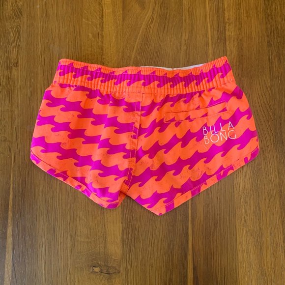 BILLABONG Waves Board Shorts Girls XXS 4-5 4T Toddler Girl Swim Trunks Neon Pink - Picture 2 of 5